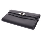 HERMES Kelly wallet black silver metal fittings □Q stamped (around 2013) Unisex Vow Epson Tri-fold wallet Shindo Used Ginzo