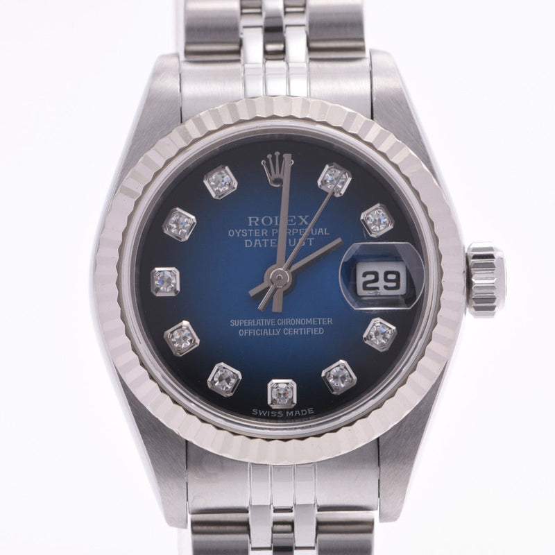 ROLEX Rolex Datejust 10P Diamond 79174G Ladies WG/SS Watch Automatic Winding Blue Gradient Dial A Rank Used Ginzo