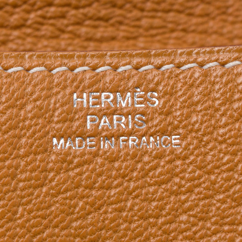 HERMES Hermes LeVan牛天然SV Goldmill X印记(大约2016年)Unisex摇摆硬币箱B等级使用银器