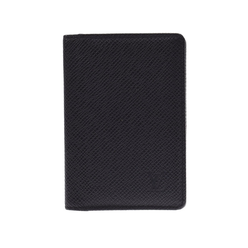 LOUIS VUITTON Louis Vuitton Taiga Organizer De Posh Pass Case Ardoise (Black) M30512 Men's Leather Card Case AB Rank Used Ginzo