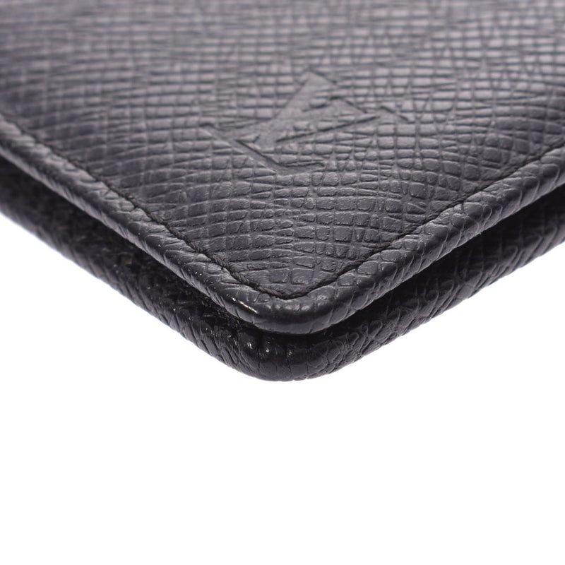 LOUIS VUITTON Louis Vuitton Taiga Organizer De Posh Pass Case Ardoise (Black) M30512 Men's Leather Card Case AB Rank Used Ginzo