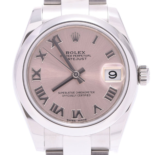 ROLEX ロレックス デイトジャスト 178240 レディース SS 腕時計 自動巻き ピンクローマン文字盤 Aランク 中古 銀蔵