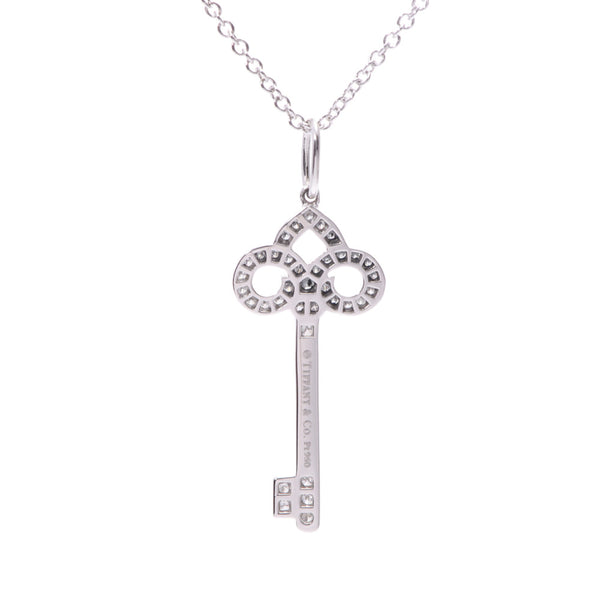 TIFFANY & Co. Tiffany Frundrisky Necklace Key Motif Diamond 0.12ct Women's PT950/K18WG Necklace A Rank Used Ginzo