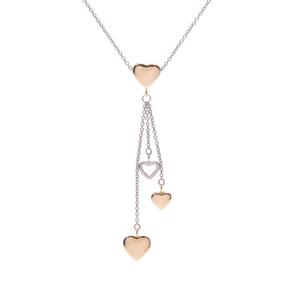 TIFFANY&Co. Tiffany Multi Heart Drop Necklace Ladies K18YG/WG Necklace A Rank Used Ginzo