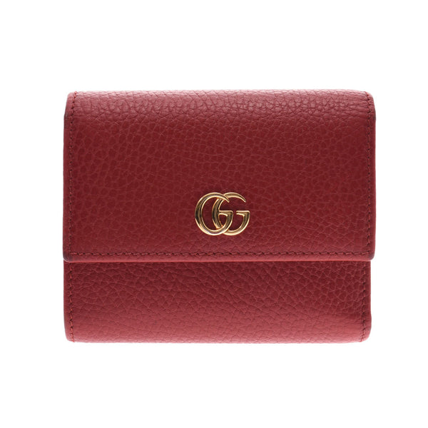 GUCCI Gucci GG Marmont compact wallet hibiscus SLET gold hardware 546584 ladies leather Three-Fold Wallet B rank second-hand silver