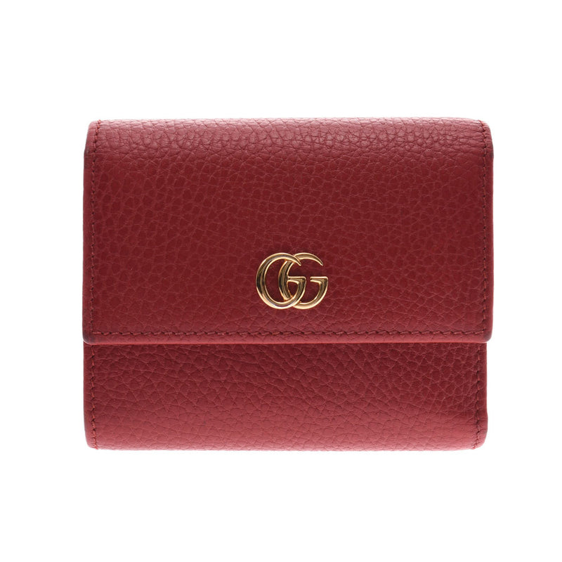 Gucci GG Marmont Compact Wallet Hibiscus Let Gold Hardware Ladies ...