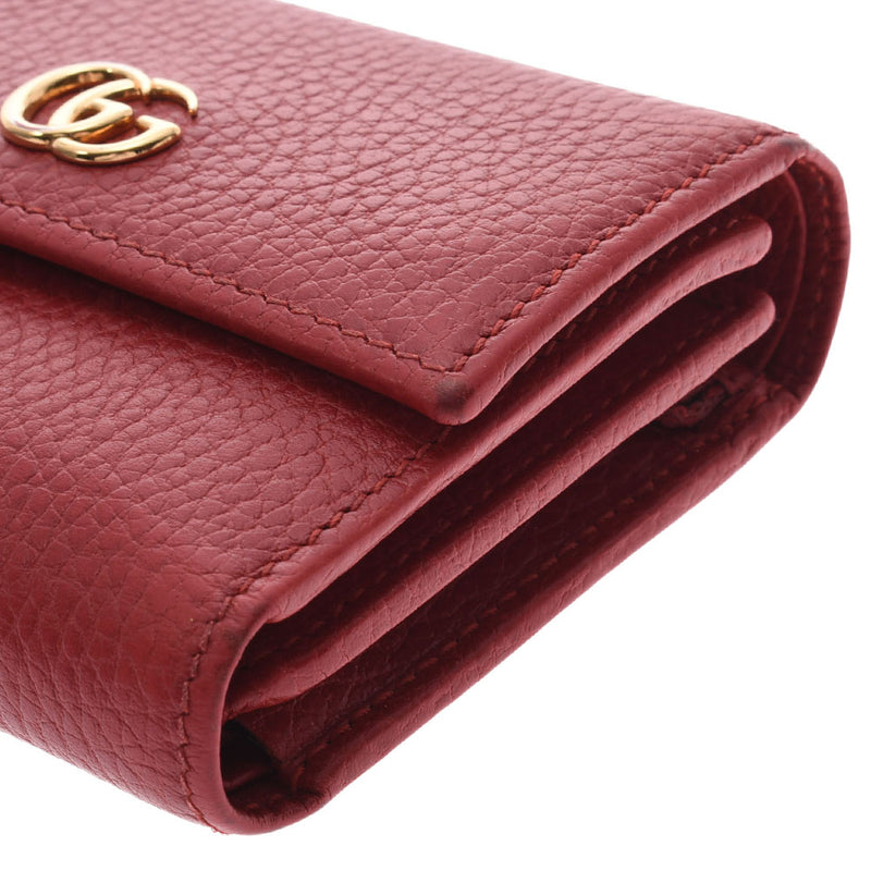 GUCCI Gucci GG Marmont compact wallet hibiscus SLET gold hardware 546584 ladies leather Three-Fold Wallet B rank second-hand silver