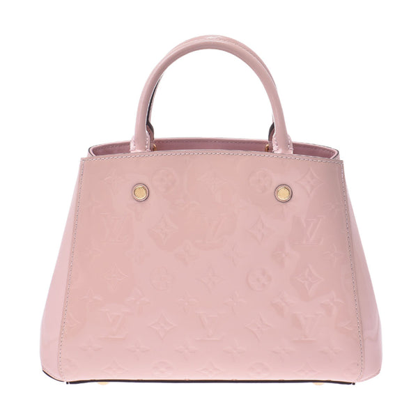 女子VUITTON,Louis VUITTON,Verni Montaigne BB手提包,Rose Valerine M50404,女士Monogram Verni 2WAY袋AB等级使用银器