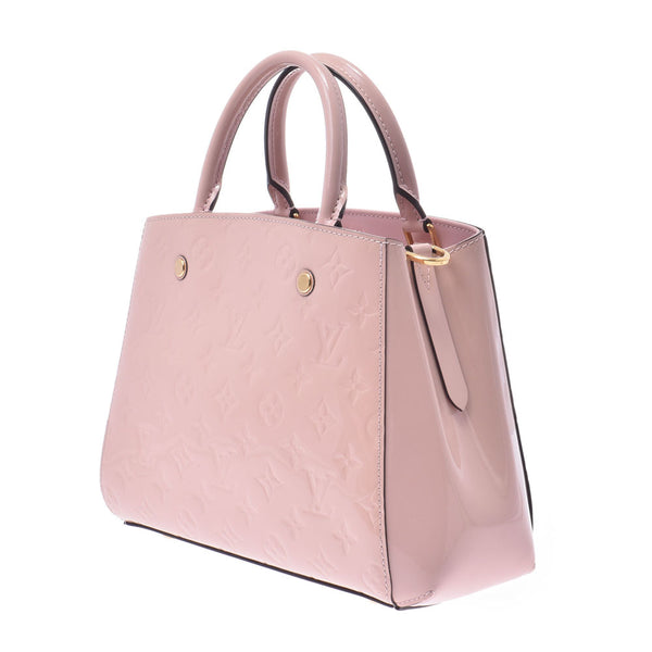 女子VUITTON,Louis VUITTON,Verni Montaigne BB手提包,Rose Valerine M50404,女士Monogram Verni 2WAY袋AB等级使用银器