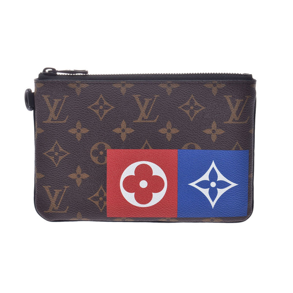 LOUIS VUITTON Louis Vuitton Monogram Zip Pouch MM Brown M67814 Unisex Monogram Canvas Pouch Shindo Used Ginzo