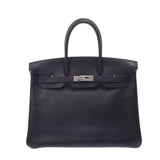 HERMES Birkin 35 black silver metal fittings □N engraved (around 2010) Unisex Evergrain handbag B rank used Ginzo