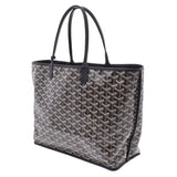 GOYARD Goyal Anjou PM可逆人字纹/黑色中性PVC /皮革手提袋Shindo二手Ginzo