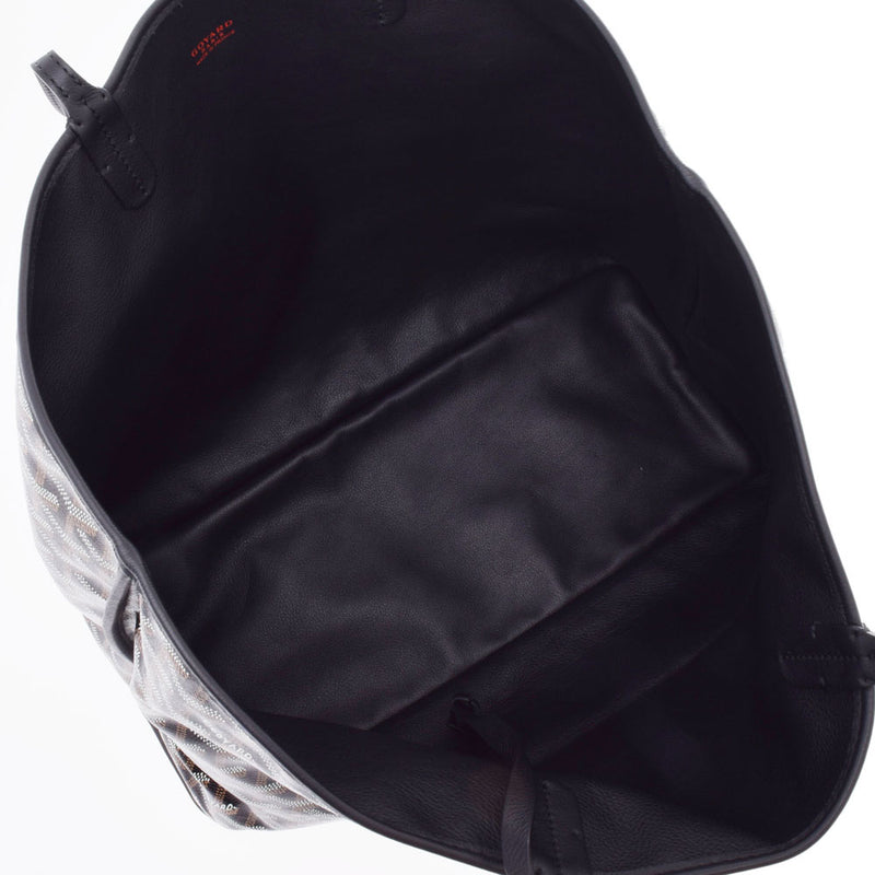Goyard Saint Louis PM Tote Hand Bag PVC Canvas Leather Black Used