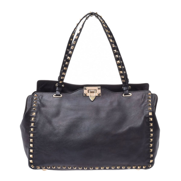 Valentino Garavani Valentino, 2WAY bag, black gold, stationery, black gold, unissex carf, handbag, B-rank, used silver storehouse.