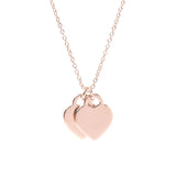 TIFFANY&Co. Tiffany return toe Tiffany necklace mini-double heart tag lady's diamond /K18PG necklace A rank used silver storehouse