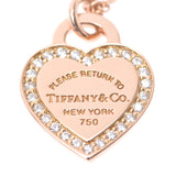 TIFFANY&Co. Tiffany return toe Tiffany necklace mini-double heart tag lady's diamond /K18PG necklace A rank used silver storehouse