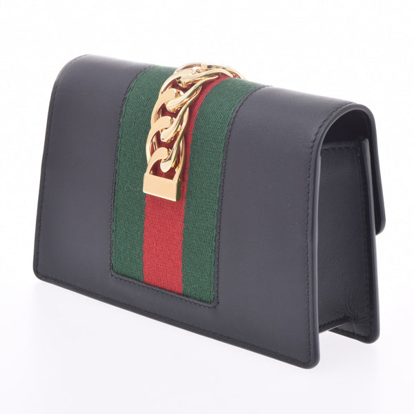 Gucci Sylvia Mini Mini Bag 2WAY Bag Black / Green / red gold