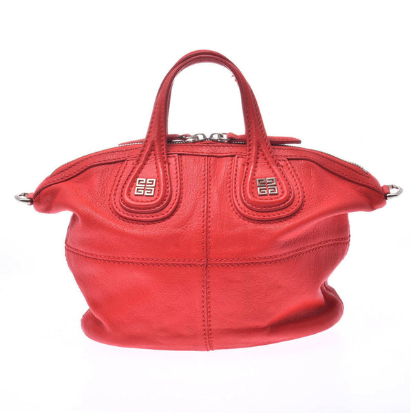 GIVENCHY Givenchy Nightingale Micro Red Silver Hardware Ladies Leather 2WAY Bag A Rank Used Ginzo