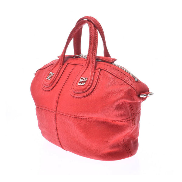 GIVENCHY Givenchy Nightingale Micro Red Silver Hardware Ladies Leather 2WAY Bag A Rank Used Ginzo