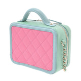 CHANEL シャネル マトラッセ スモールバニティケース ピンク/水色/グリーン系 レディース キャビアスキン ショルダーバッグ Aランク 中古 銀蔵