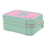 CHANEL シャネル マトラッセ スモールバニティケース ピンク/水色/グリーン系 レディース キャビアスキン ショルダーバッグ Aランク 中古 銀蔵