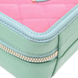 CHANEL シャネル マトラッセ スモールバニティケース ピンク/水色/グリーン系 レディース キャビアスキン ショルダーバッグ Aランク 中古 銀蔵