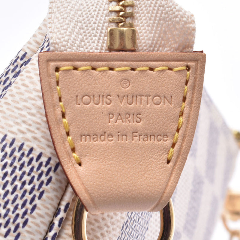 LOUIS VUITTON Louis Vuitton Damier Azur Mini Pochette Accessoir White N58010 Ladies Damier Azur Canvas Accessory Pouch New Silver