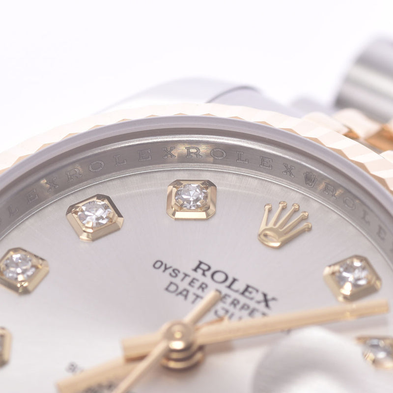 ROLEX ロレックス デイトジャスト 10Pダイヤ ルーレット刻印 179173G レディース YG/SS 腕時計 自動巻き シルバー文字盤 Aランク 中古 銀蔵