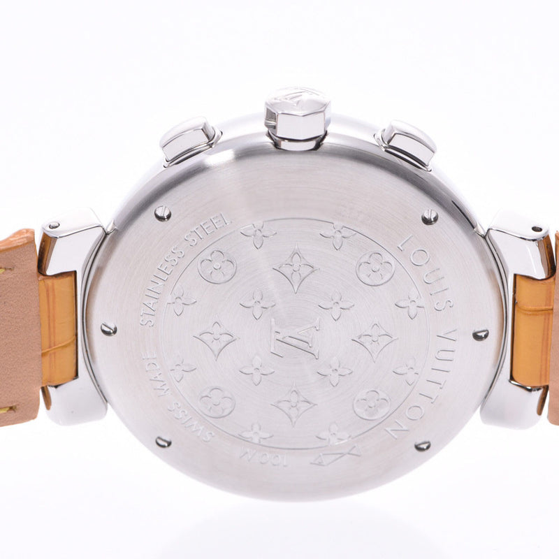 LOUIS VUITTON 路易威登坦堡计时 Q112E 男士 SS/皮革手表自动绕组银表盘 A 级二手银藏