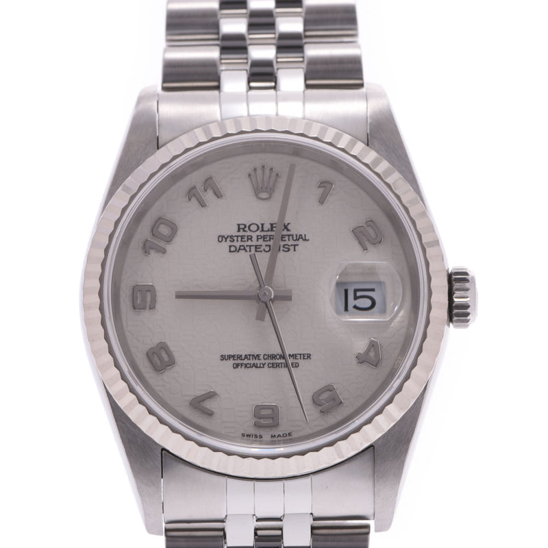 ROLEX Rolex date just 16,234baud is WG/SS watch self-winding watch ivory computer Arabian clockface A rank used silver storehouse