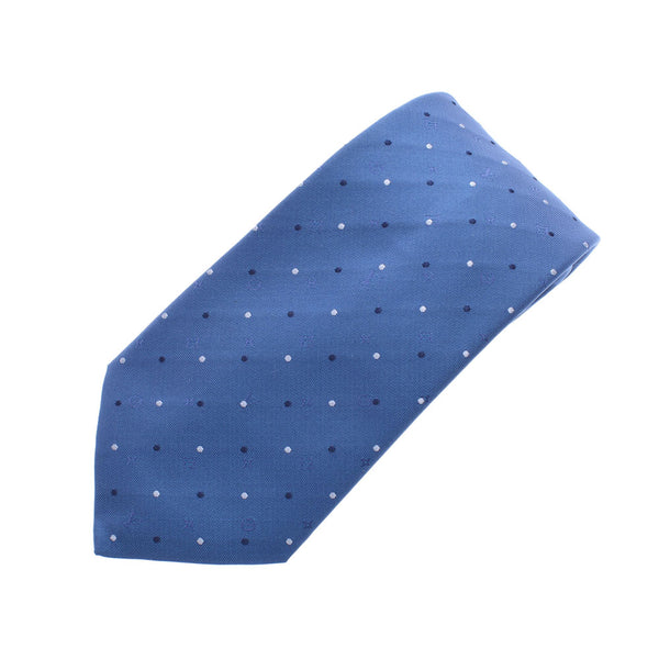 LOUIS VUITTON ルイヴィトン ドット モノグラムフラワー ロゴ 青 メンズ シルク100% ネクタイ 未使用 銀蔵