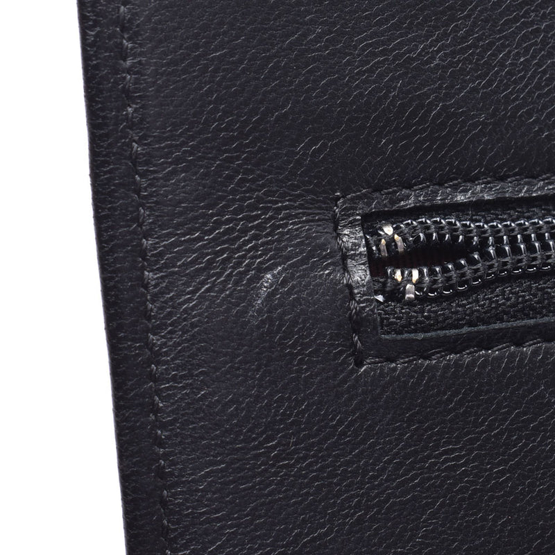 CHANEL Mattelasse Black Silver Hardware Ladies Lambskin Chain Wallet B Rank Used Ginzo