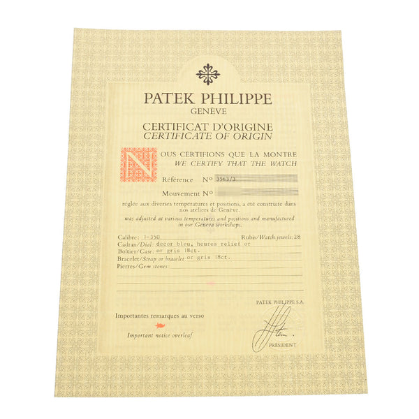 PATEK PHILIPPE パテックフィリップ カラトラバ 3563 ボーイズ WG 腕時計 自動巻き ブルー文字盤 ABランク 中古 銀蔵