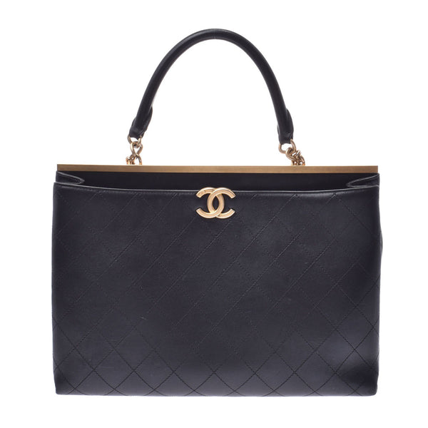 CHANEL Chanel, Matrasse, 2WAY, Black Antique, Gold, Gold, Ladies, Ramskin, Tot, bag, AB, Used, Silver, Rank, Silver.