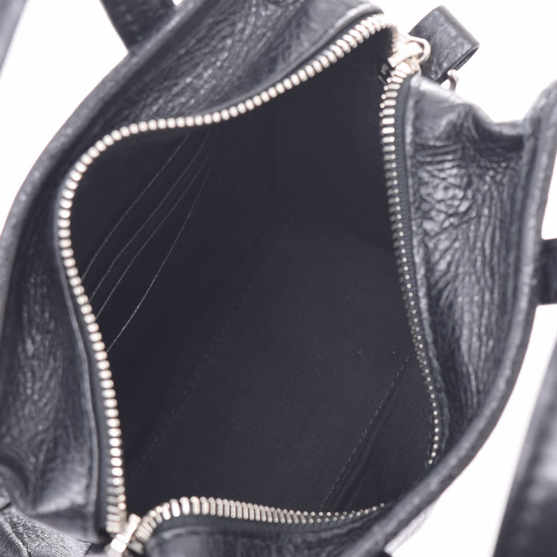 BALENCIAGA Valenciaga集市购物者XXS手提包,黑色,无性别皮革,2WAY袋,新使用的银器