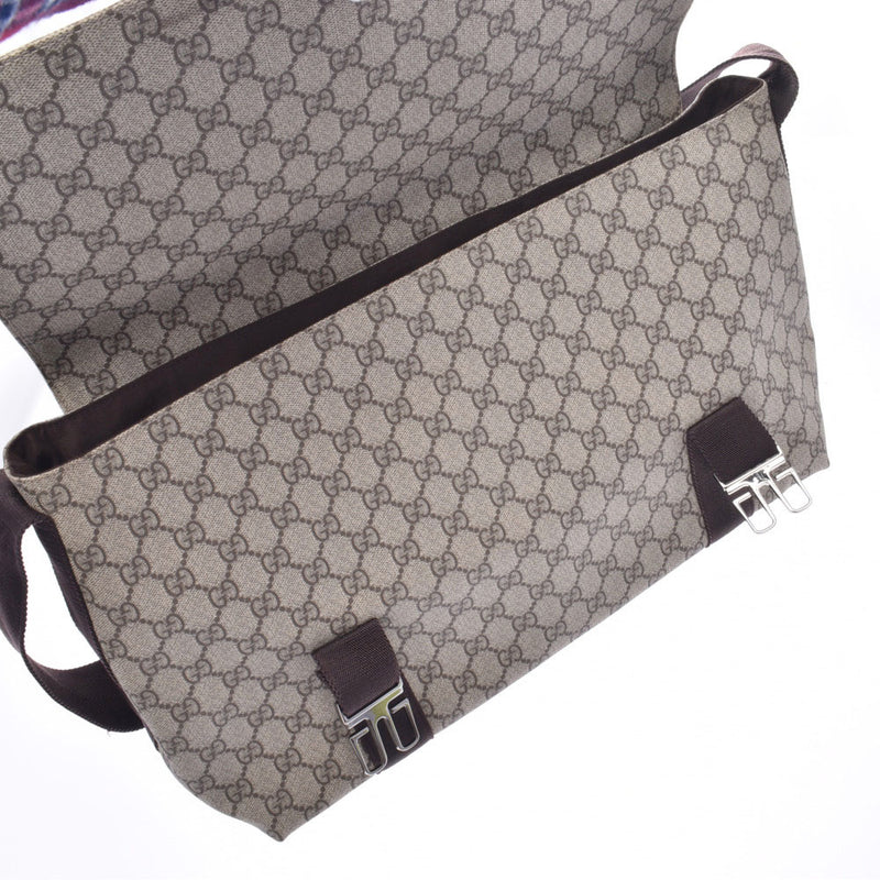 GUCCI Gucci Shoulder Bag Gray/Brown 122374 Men's GG Canvas Calf Messenger Bag A Rank Used Ginzo