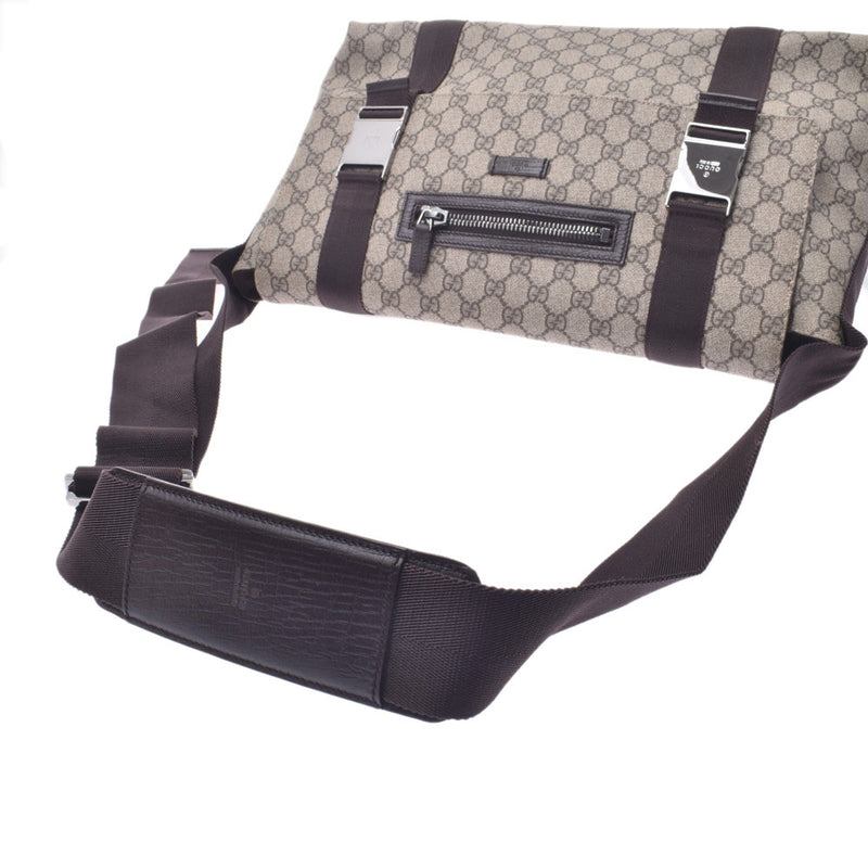 GUCCI Gucci Shoulder Bag Gray/Brown 122374 Men's GG Canvas Calf Messenger Bag A Rank Used Ginzo