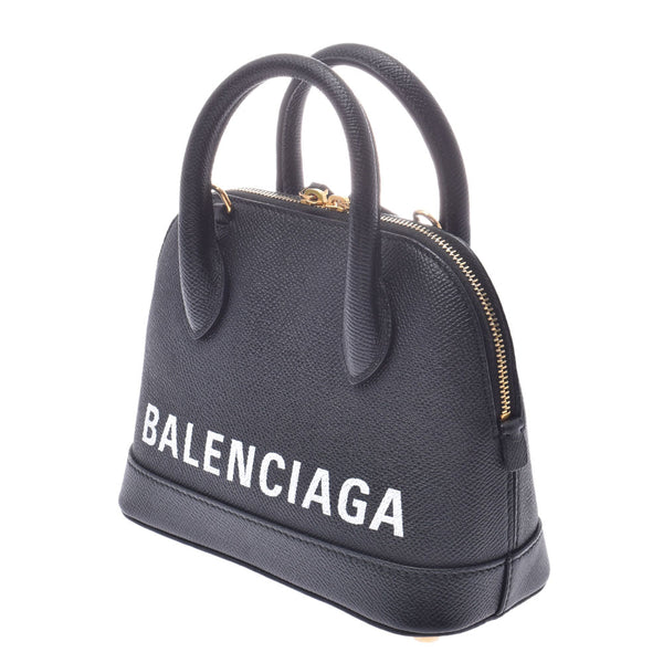 BALENCIAGA Ville手提包黑色女士皮革2WAY包A Rank二手货Ginzo