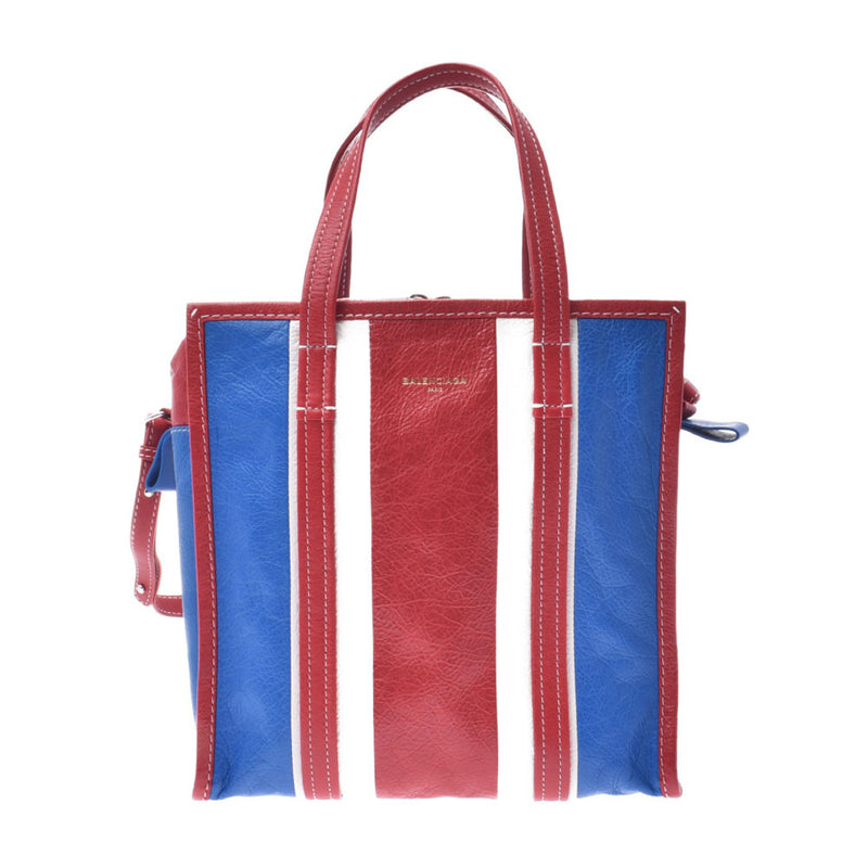 BALENCIAGA Balenciaga Bazaar Shopper S Red x White x Blue Ladies Vintage Calf 2WAY Bag Unused Ginzo