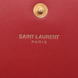 SAINT LAURENT サンローラン モノグラム ラゲージ フラップウォレット 赤 ゴールド金具 レディース 型押しカーフ 長財布 未使用 銀蔵