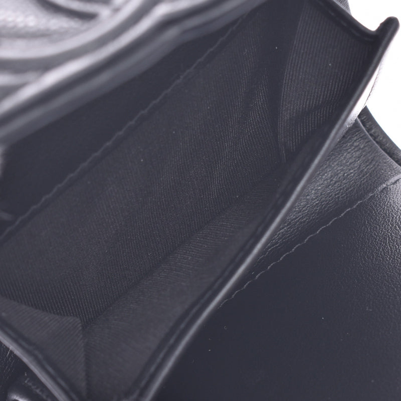 CHANEL CC Filigree Compact Wallet Black Gold Hardware Ladies Caviar Skin Tri-fold Wallet Unused Ginzo