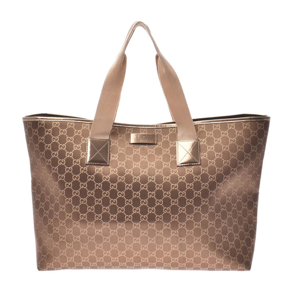 GUCCI Gucci outlet metallic gold 267474 lady's GG canvas tote bag B rank used silver storehouse