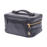 CHANEL Bicolole Horizontal Vanity Bag Black Gold Hardware Ladies Lambskin Handbag B Rank Used Ginzo