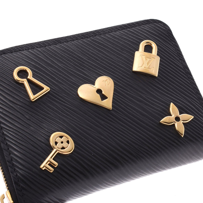 LOUIS VUITTON Louis Vuitton Epi Love Lock Zippy Coin Purse Black Gold Hardware M63993 Ladies Epi Leather Coin Case AB Rank Used Ginzo