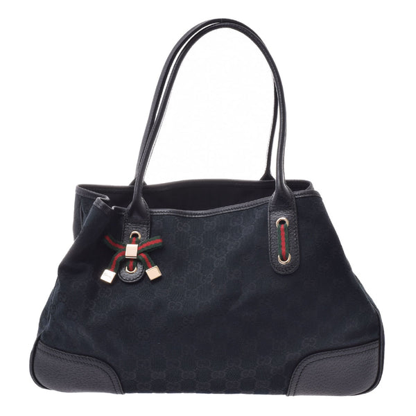 グッチGGキャンバス トートバッグ 黒 ハンドバッグ 163805 GUCCI 中古
