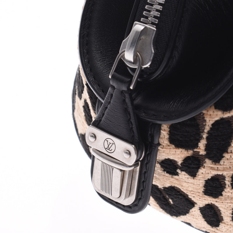 LOUIS VUITTON Louis Vuitton Leopard Baby Stevens Praus Beige/Black M94257 Women's Velour Leather Handbag A Rank Used Ginzo