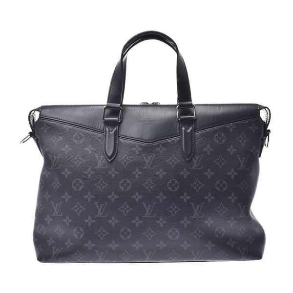 LOUIS VUITTON Louis Vuitton monogram briefcase Explorer black / gray M40566 men leather business bag B rank used silver storehouse