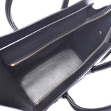 CELINE CELINE CELINE Lagage Micro Shopper Tricolor, Black × Kirk × Gray Women, Leather Handbag B Rank, used silverware