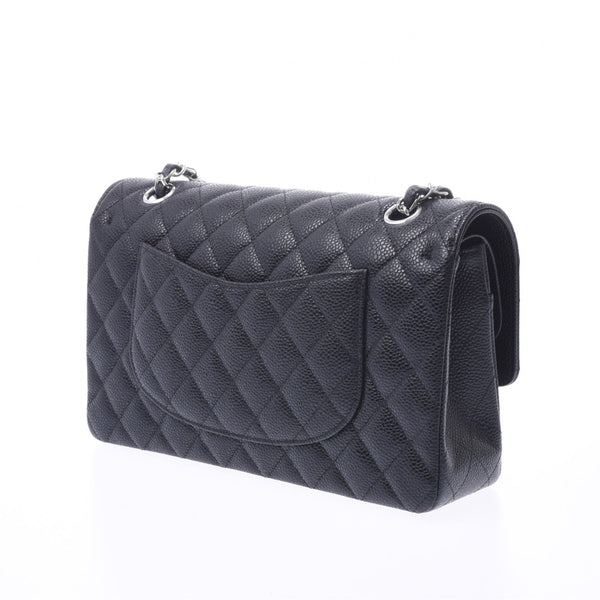 CHANEL Mattelasse Chain Shoulder Bag Black Silver Hardware Ladies Caviar Skin Shoulder Bag New Ginzo