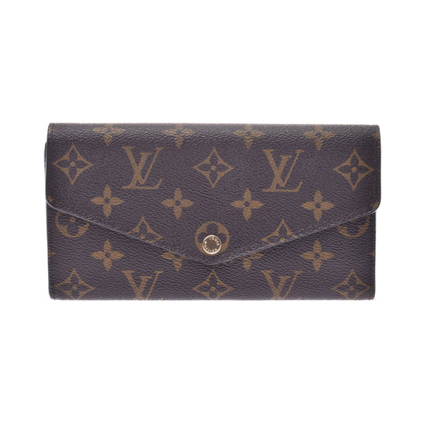 LOUIS VUITTON Louis Vuitton monogram portofoy Sara Brown M60531 unisex monogram canvas long wallet B-rank used silver